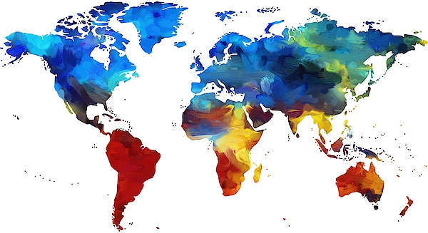 Colorful World Map Face Mask For Sale By Artmarketjapan