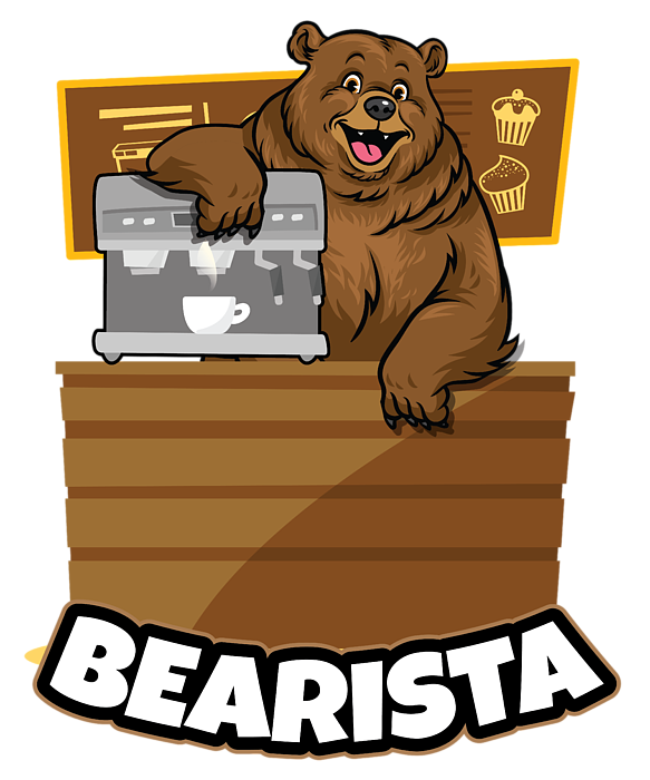 Funny Coffee Barista design Bearista Espresso Gifts espresso latte and  capuccinno makers Coffee Shop Gifts Bath Towel by Martin Hicks - Fine Art  America