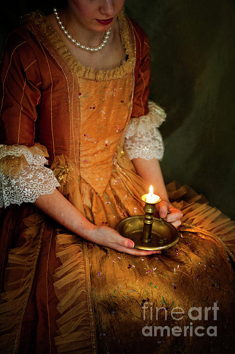 Victorian Woman Holding A Candle #3 Metal Print by Lee Avison