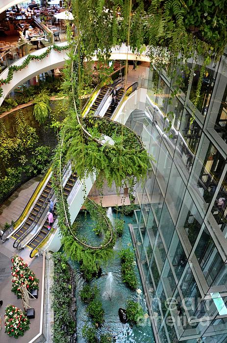 Green vertical interior design of Emquartier shopping mall dining floors  Bangkok Thailand Acrylic Print