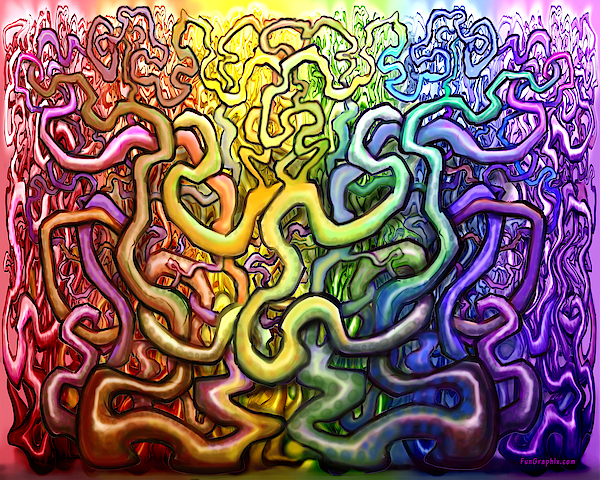 Interwoven Twisted Rainbow Vines Digital Art