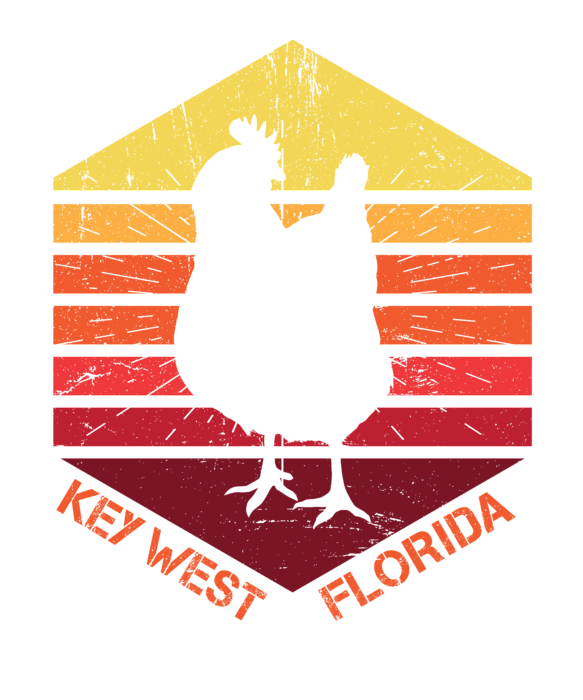 Pixels Retro Distressed Key West Florida Chicken Gift or Souvenir Design T-Shirt by Hope and Hobby