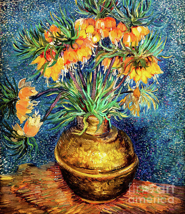 Imperial Fritillaries in a Copper Vase by Van Gogh Greeting Card by ...