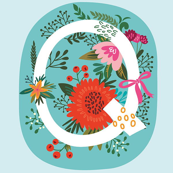 Vector Hand Drawn Floral Monogram with Vintage Amazing Flowers! Letters R  Perfect for Backgrounds O' Print - MarushaBelle