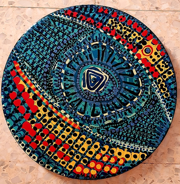 Mandala acrylic on wood modern artist from Israel #2 Coffee Mug by