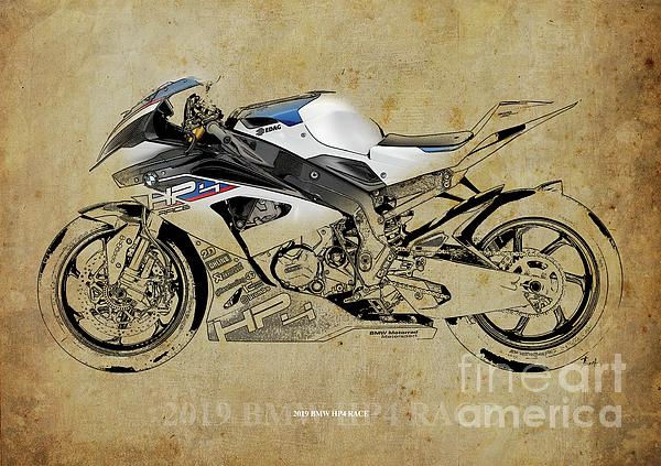 2017 BMW S1000RR Blueprint,Blue Background,Office Decoration Drawing by  Drawspots Illustrations - Fine Art America
