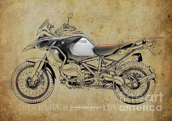 2020 BMW R1250RT Blueprint,Blue Background,Garage Decoration Coffee Mug by  Drawspots Illustrations - Pixels