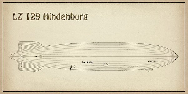 LZ 129 Hindenburg - Airship Blueprint. Drawing Plans for the LZ 129 ...