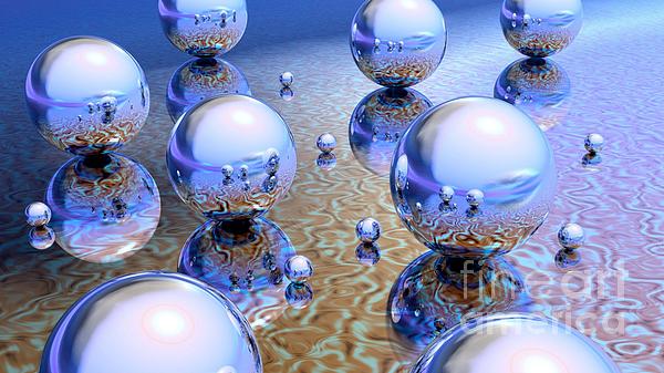 3d Chrome Spheres Balls Hovering Above Oily Substance Ultra Hd Digital Art