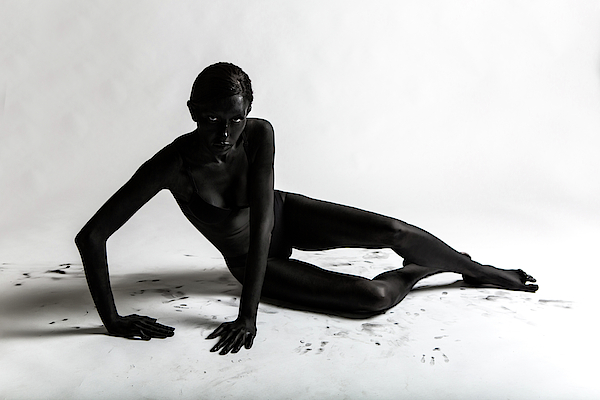 Girl Painted Black Paint Stand On A White Background #2 Photograph by Elena  Saulich - Fine Art America