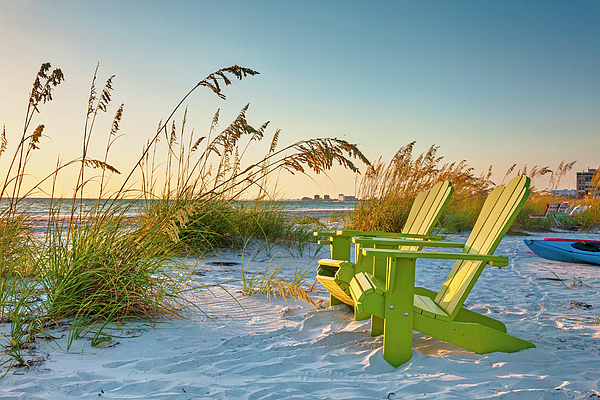 Adirondack Chairs On Beach Yoga Mat by Lumiere - Fine Art America