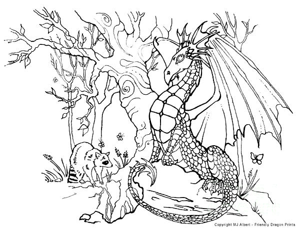 hard coloring pages of dragons