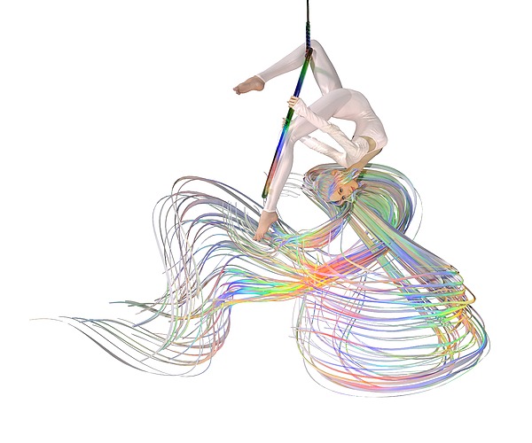 Aerial Hoop Dancing Ribbons For Her Hair Png Digital Art