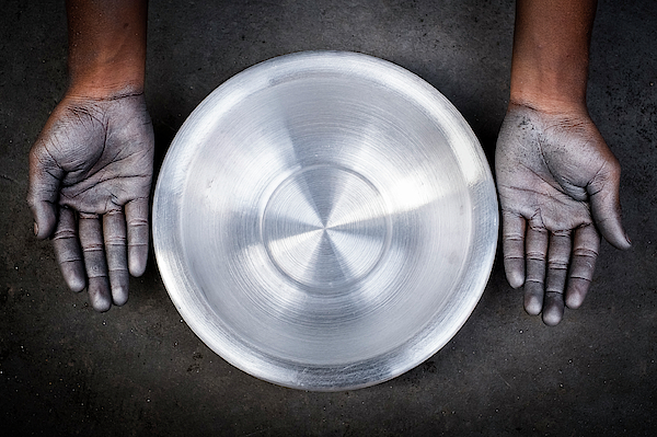 aluminum workshop, hands in toxic dust, Asia Coffee Mug by Robert