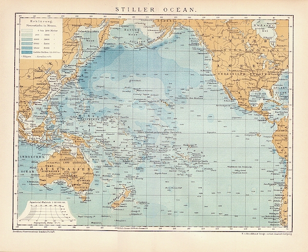 Antique Map of Stiller Ocean - Old Cartographic Map - Antique Maps ...