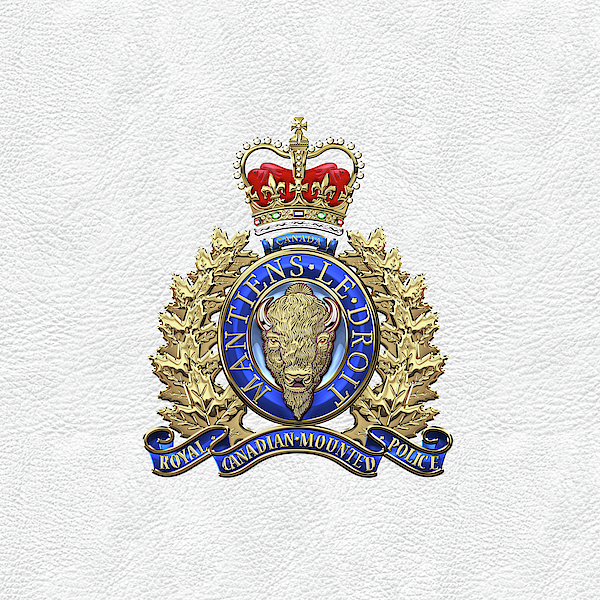 Royal Canadian Mounted Police - R C M P Badge Over White Leather ...