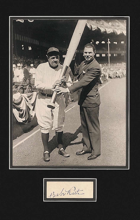 Babe Ruth Autograph with Photo Display Greeting Card by Redemption
