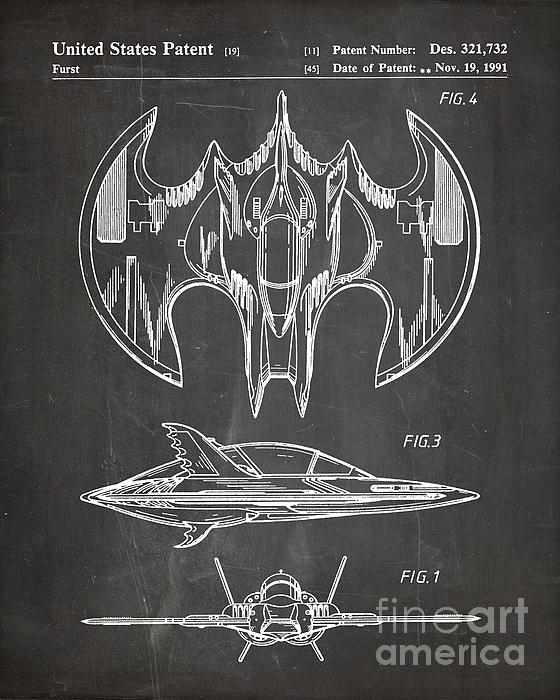 Batwing Patent, Batman Batwing Art - Chalkboard Tote Bag by Patent Press -  13