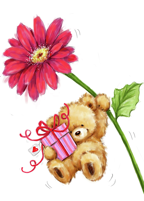 Mama Bear Floral Greeting Card for Sale by heyrk