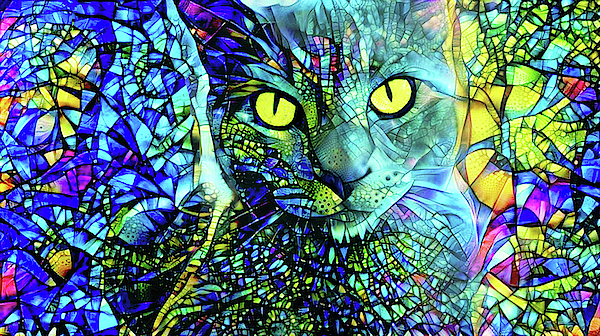 Binx the Stained Glass Cat Spiral Notebook for Sale by Peggy Collins