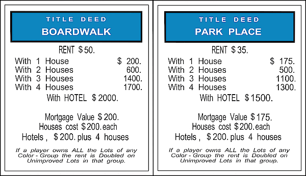 Monopoly Property Cards Boardwalk