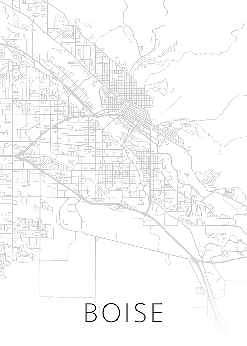 Boise Idaho City Street Map Black and White Minimalist Series Greeting ...