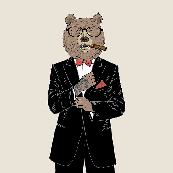 Brown Bear Dressed Up In Tuxedo Greeting Card for Sale by Olga angelloz