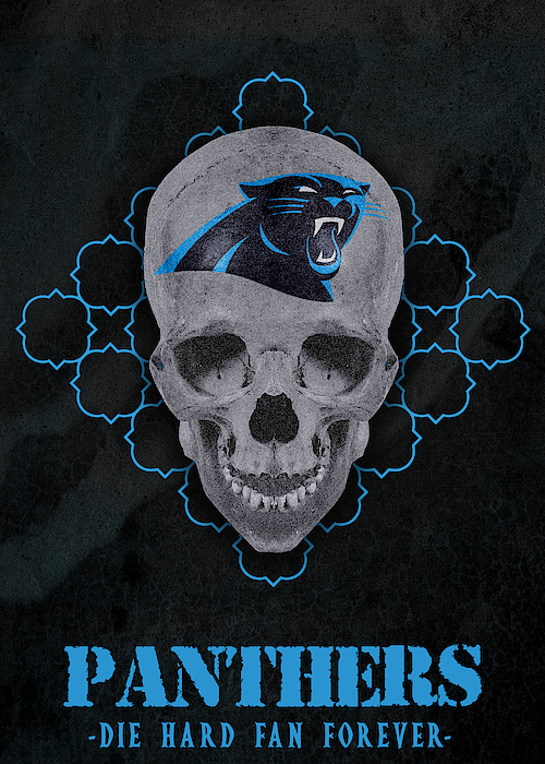 Carolina Panthers Galaxy Logo Art Greeting Card by William Ng