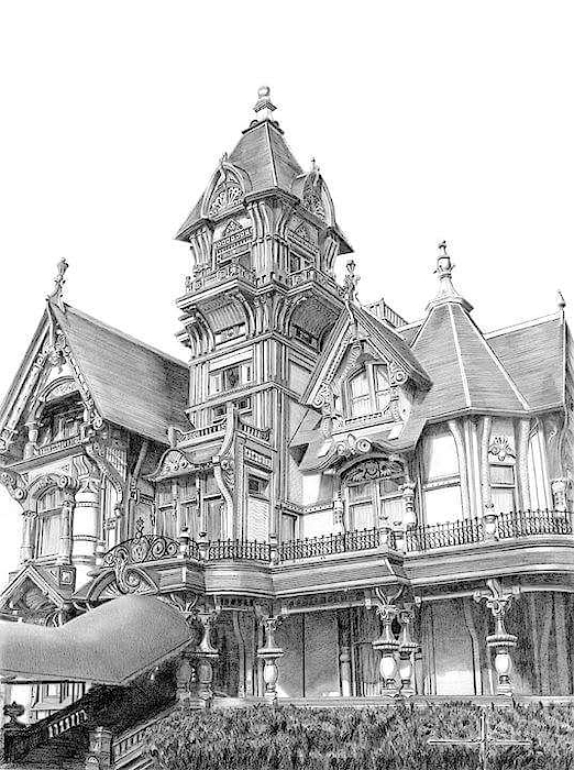 Carson Mansion Spiral Notebook for Sale by Larry Schultz
