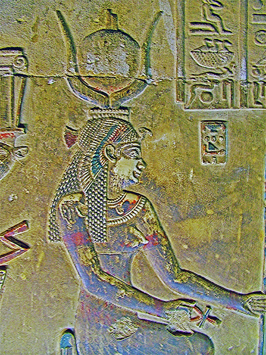 Carving of Hathor in a Crypt in the Temple of Hathor at Dendera in Qena ...