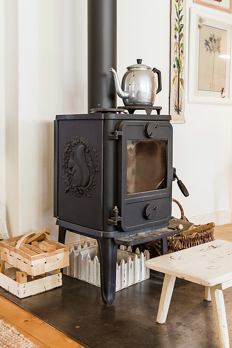 Cast Iron Wood-burning Stove With Squirrel Motif And Rustic Accessories  Coffee Mug by Karin Goldbach - Pixels