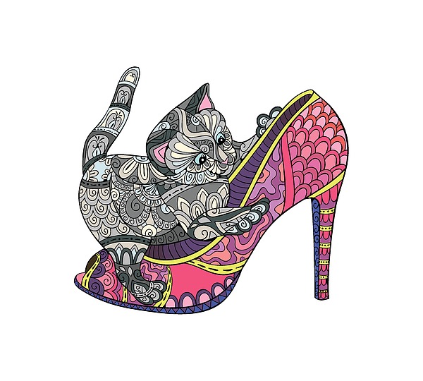 Cat With High Heel Fashion Shoe Digital Art