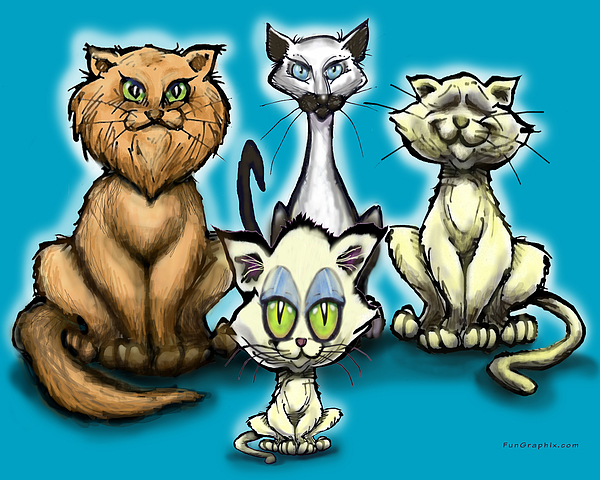 Cats With Blue Background Digital Art