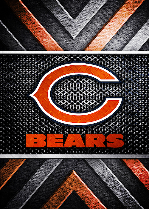 Chicago Bears Logo With Faux Wood Background 