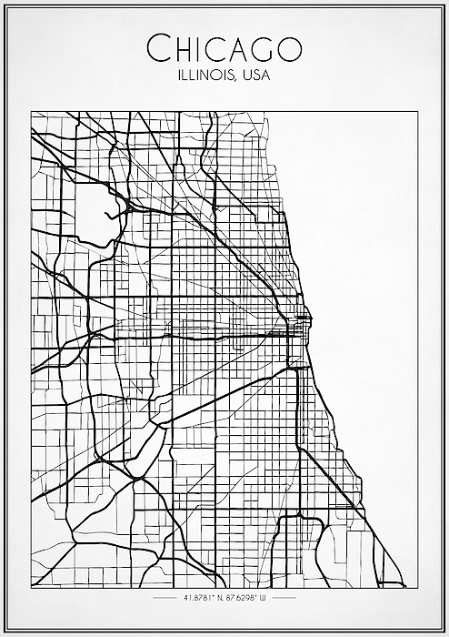 Chicago City Street Map Greeting Card by Zapista OU