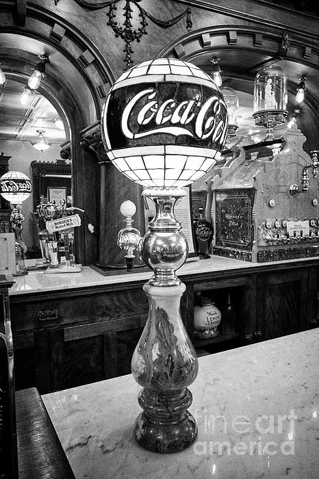 coca-cola glass dome soda dispenser Zaharakos classic ice cream parlour and  museum columbus indiana Greeting Card by Joe Fox