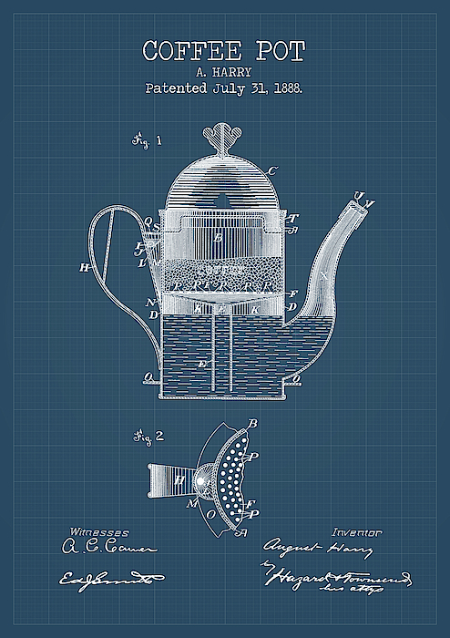 Tea kettle blueprints Digital Art by Dennson Creative - Pixels