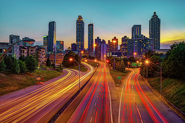 Gregory Ballos - Colorful Night Over the Atlanta Skyline