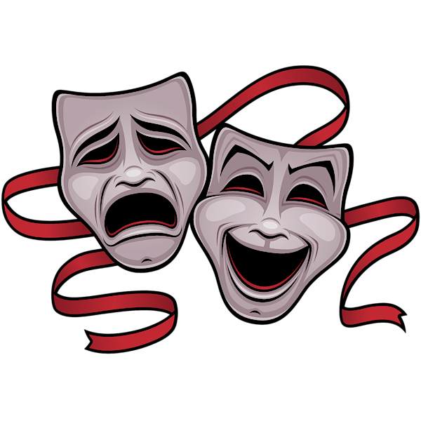 Comedy And Tragedy Theater Masks Black Line - Theater - Magnet