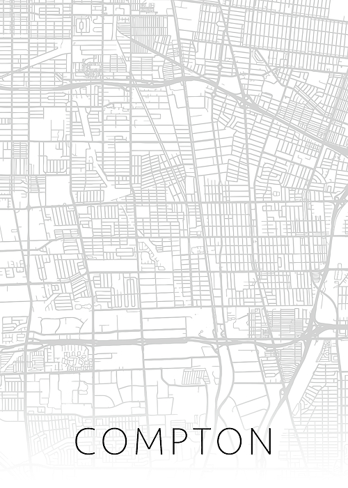 Compton California City Street Map Minimalist Black And White Series   Compton California City Street Map Minimalist Black And White Series Design Turnpike 