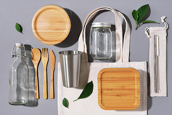 Lunch Box Glass & Bamboo with Cutlery (S)