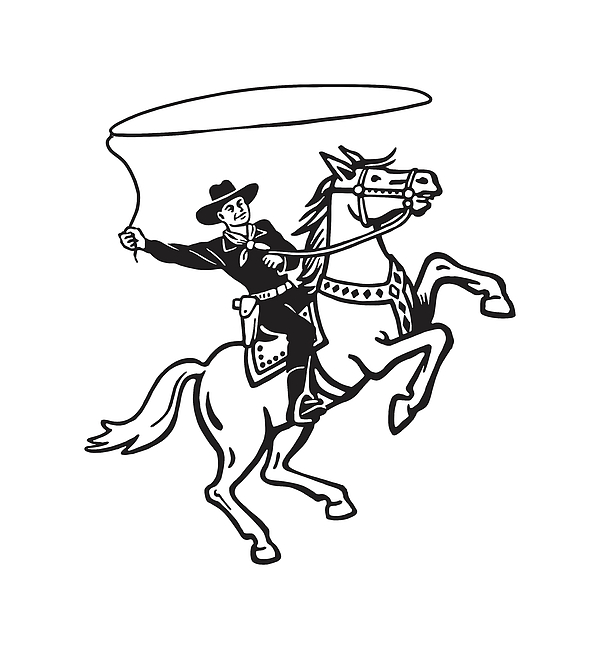 Lasso and Cowboy Riding a Horse Drawing by CSA Images - Pixels Merch
