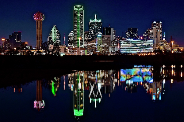Frozen in Time Fine Art Photography - Dallas Reflecting at Night