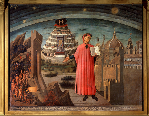 Dante Alighieri And His Comedy. Portrait Of Tenant Dante At The Main Divine Comedy Jigsaw Puzzle