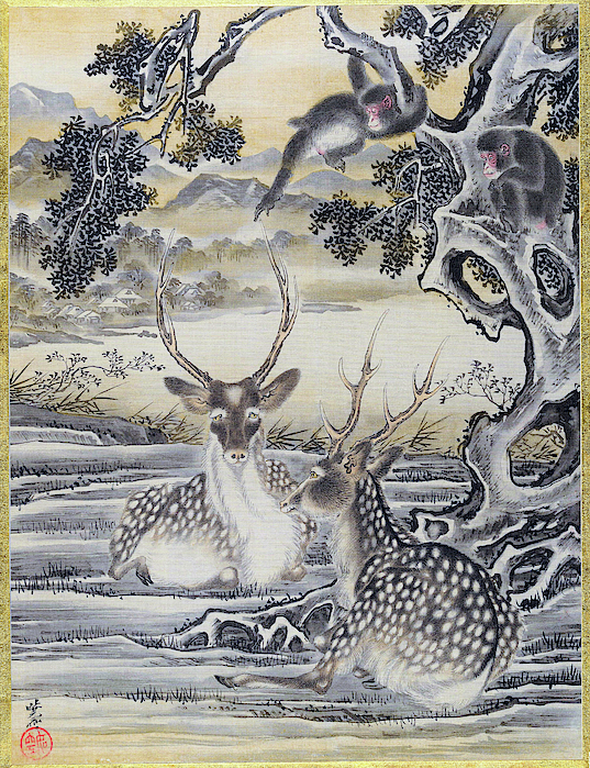 Deer and Monkeys - Digital Remastered Edition Tote Bag by