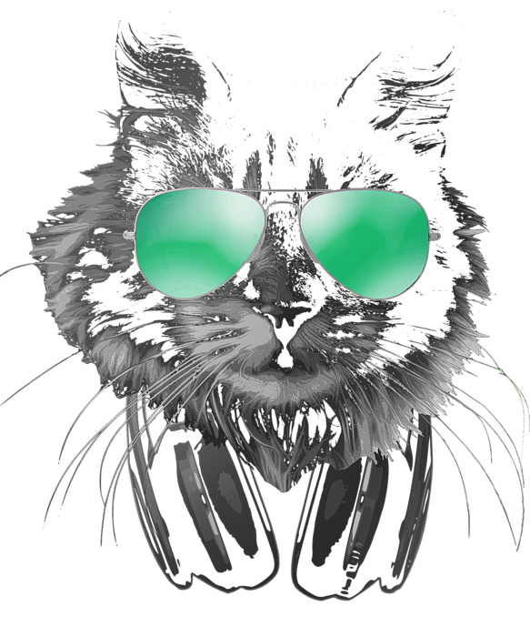 Dj Cat In Neon Lights Greeting Card by Megan Miller