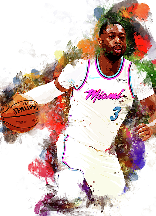 Dwyane Wade Miami Heat NBA Basketball player Kids T-Shirt by Afrio Adistira  - Pixels