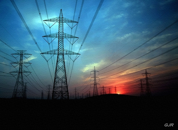 Gert J Rheeders - Electricity Pylons Sunset Along the Road To Victoriahurst L A S
