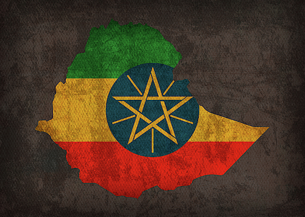 ethiopia country flag map shape symbol illustration Stock Photo