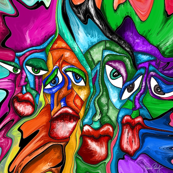 Faces - Abstract Painting Fluid Painting Greeting Card